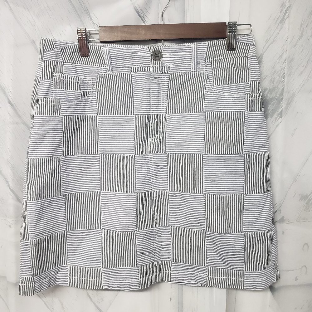Croft & Barrow Blue Gray Striped Patchwork Skirt Skort Size 6